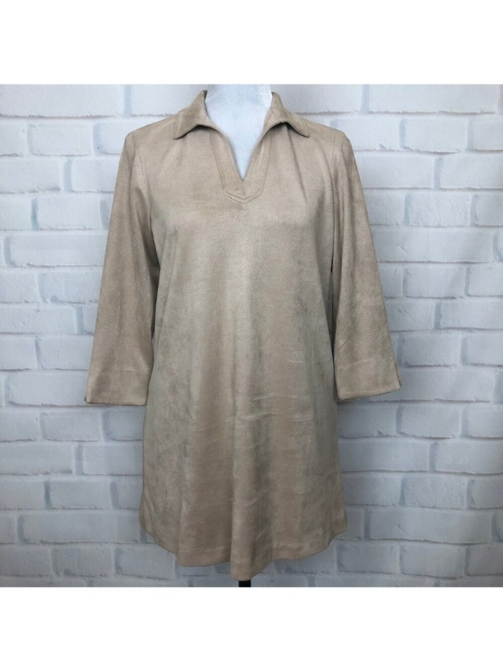 J McLaughlin Faux Suede Tan Tunic Top Size S